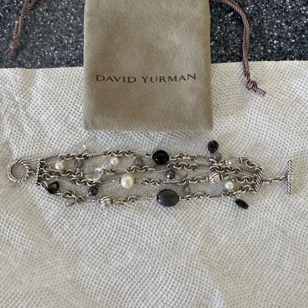 David Yurman Silver and Black Multi-Strand Bracelet